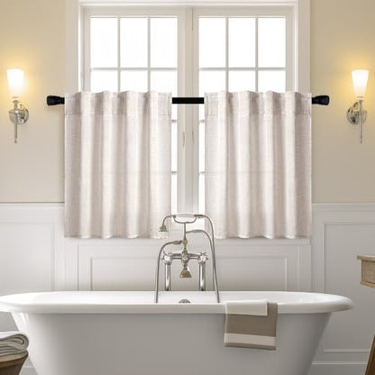 MIULEE Kitchen Curtain 24 Inch Long 2 Panels Natural Linen White Farmhouse - color: Natural Linen White, size: 26"W x 24"L (Pack of 2)