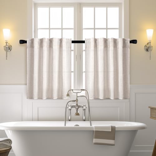 MIULEE Kitchen Curtain 36 Inch Long 2 Panels Natural Linen White Farmhouse - color: Natural Linen White, size: 26"W x 36"L (Pack of 2)