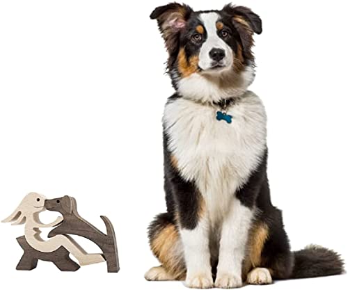 Hand Carved Wooden Woman & Dog Statue - Home Office Decor Wood Human & Dog Sculpture, Unique Gift to Remember Friendship - color: Relaxing Woman and Dog