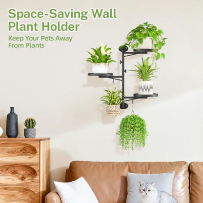 iDavosic.ly Wall Plant Holder, Rotating Floating Window Shelf, 3-Tier Black - color: Matte Black, size: 1 Pack