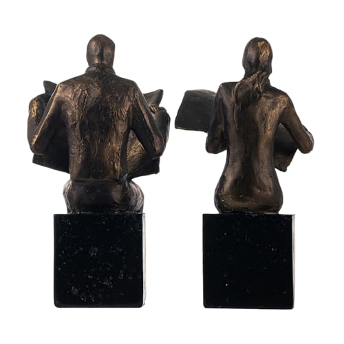 Lukitas Readers Decorative Bookends Heavy Duty Non-Slip, Bronze, Resin 8'' - color: Newspaper Reader