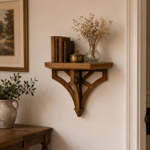 Wall Mounted Decorative Shelf, Vintage Farmhouse Floating Shelf-Burnt Color - color: Burnt Color