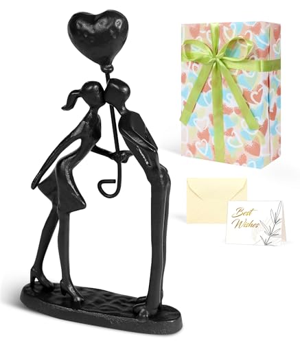 Kresecioo Kissing Couple Small Statue Cast Iron Sculpture Decor, Wedding Anniversary Romantic Gifts for Couple Women Men Wife Husband Girlfriend Her Him, Birthday Gifts for Girlfriend Wife - color: Classic Black, size: Kissing Couple