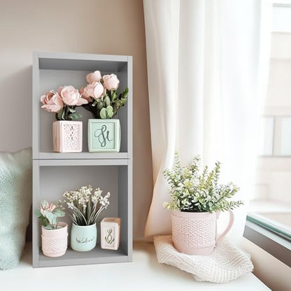 Kaboon Cube Floating Shelves Set2, Display Shelves Wall Mount 7.75" D x 12.5" W x 12.5" H, (Gray, Square 2 Cubes) - color: Grey, size: Square-Set2