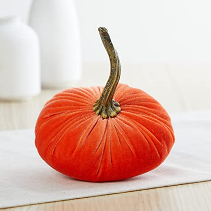 Small Velvet Pumpkins Set of 4 (Sm Rust Harvest Bronze Tangerine) - color: Sm Rust Harvest Bronze Tangerine