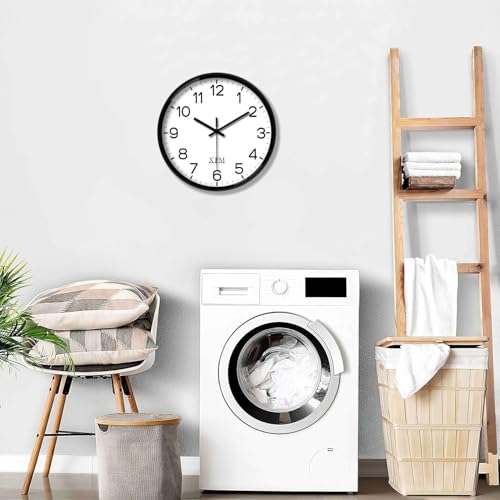 XFM 10 Inch Modern Small Wall Clocks Battery Operated Silent - color: Black, size: 10 Inch-1pcs