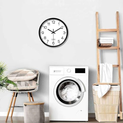XFM 10 Inch Modern Small Wall Clocks Battery Operated Silent - color: Black, size: 10 Inch-1pcs