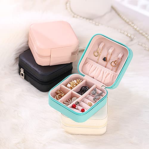 TRODANCE Mini Jewelry Case, Small Travel Jewelry Organizer, Portable Jewelry Box Storage Display Box For Rings, Earrings, Necklaces (White-4) - color: 4 packs - White