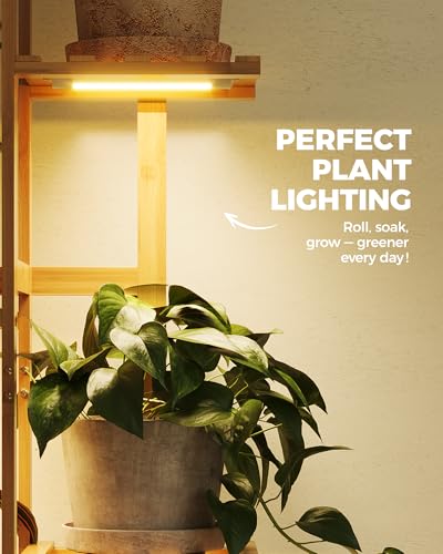 Bamworld Bamboo Plant Stand with Grow Light, 6 Tiered Plant Shelf 48 Inch - color: Natural 6Tiered Pro