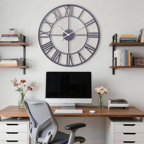 16 Inch Slate Gray Roman Numerals Wall Clocks for Living Room - color: Slate Gray, size: 16 Inch