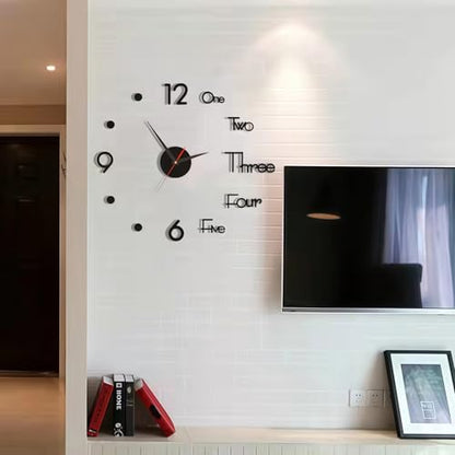 3D DIY Wall Clock, LuminousFramelessSilent Living Room Dining Room Simple 3D Wall Sticker Wall Clock Creative Luminous DIY Acrylic Punch-Free Quartz Clock (15.8IN)