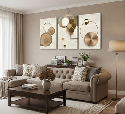LAJDXSX 3 Pcs Abstract Gold Geometric Boho Canvas Wall Art 16x24in - color: Platinum Abstract-Canvas, size: 16x24 in