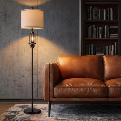 62.5" Floor Lamp for Living Room Industrial Black Standing Tall Lamp - color: Black