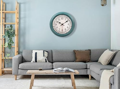 zyzamay 12 Inch Retro Wall Clock,Classic Day of The Week Wall Clock,Easy to Read,Non-Ticking Round Classic(Green) - color: 12 Week Green