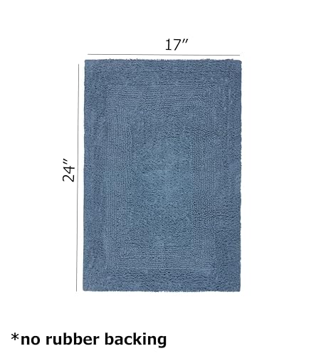 COTTON CRAFT 2 Pack Reversible Bath Mat Rug - Soft Plush -17x24- Azure Blue - color: Azure Blue, size: 17x24 Inches