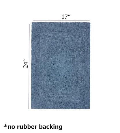 COTTON CRAFT 2 Pack Reversible Bath Mat Rug - Soft Plush -17x24- Azure Blue - color: Azure Blue, size: 17x24 Inches