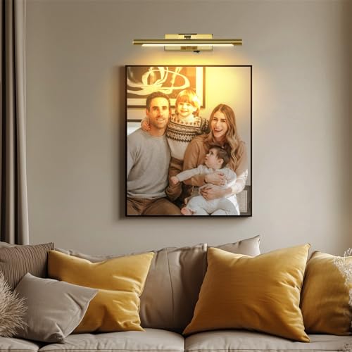 12.6 Inch Gold Picture Light Battery Operated with Remote and Timer - color: Gold, size: 12.6 In