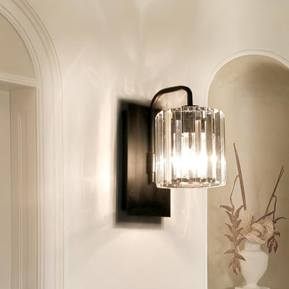 Wall Sconce,Crystal Wall Sconce,Black Wall Light Fixtures Indoor - color: Crystal Glass Sttyle