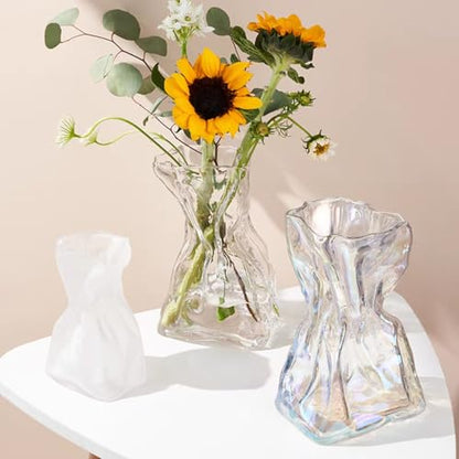 8.5IN Large Glass Vase, Irregular Clear Tall Flower vases for Centerpieces - color: Clear, size: Large