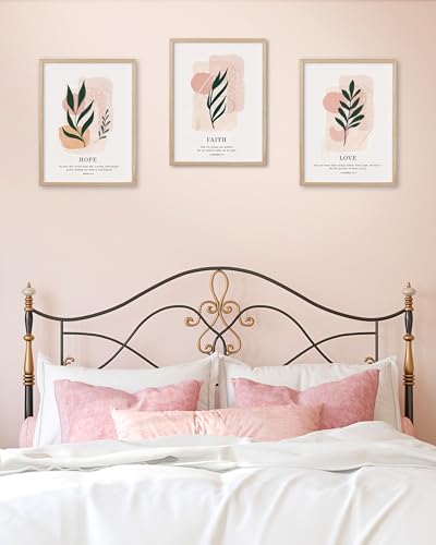 HesenDot Love Natural OAK Wood Framed Wall Art,12x16in Christian Print - color: Bible Verse Love