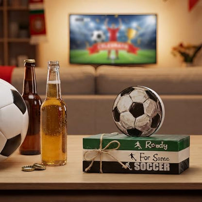 Smile 4Ps Soccer Ready For Some Soccer Wooden Block Decor Tiered Tray Tabletop Signs with Soccer Ball Figurine for Game Day & Sports Party Decorations - style: Soccer