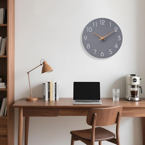 Mosewa Wall Clock 14" Battery Operated Silent Non-Ticking Simple Modern - color: C_gray, size: 14 Inch