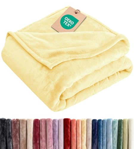 Fleece Blanket Kids Size - Ultra-Soft Warm Flannel Fleece Blanket - Yellow - color: 03 - Yellow, size: Kids (43" x 55")