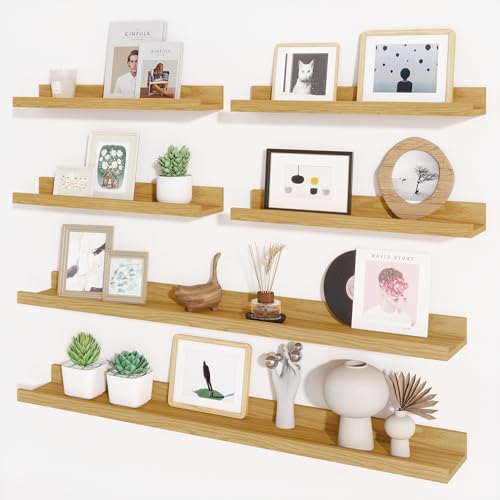 Picture Ledge Shelf, Floating Shelves for Wall Decor, Oak, Set of 6, 36'' - color: Oak, size: 36 inch