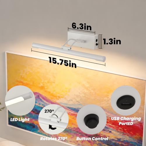 Battery Operated Picture Light for Wall,White 15.7-Inch - color: White, size: 15.7 Inch
