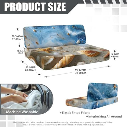 Beach Starfish Seashell Print 2 Pack RV Dinette Cushion Covers Breathable Camper Cushion Slipcover Non-Slip RV Couch Cover Sofa Slipover for Travel Trailer Couch - color: Beach Starfish Seashell