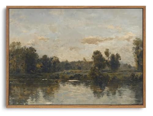 ZZLWBKGL Vintage Wall Art Framed Landscape Wall Art Moody Canvas Print - color: Vintage River, size: 10"L x 8"W