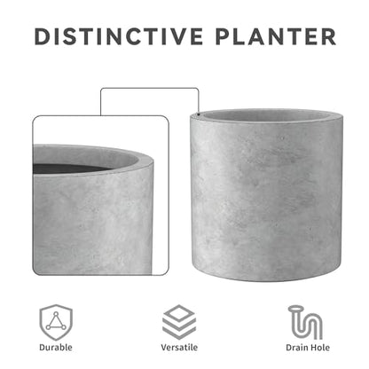 Kante Set of 3 Pale Gray Concrete Cylinder Planters 15.8" 12.9" 9.8" Dia - color: Natural Concrete, size: 9.8",12.6",15.7" Dia