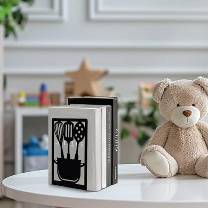 Peacoblue 4.7"x3.5"x7" Metal Bookends, Heavy Duty Book Ends for Shelves - color: Kitchenware