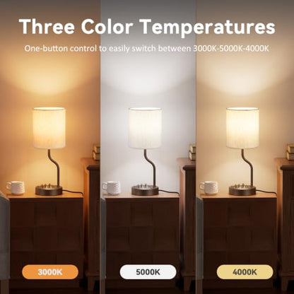 Fenmzee Bedside Lamps for Bedroom Set of 2-18" Brown Table Lamp for Desk - color: Cream & Coffee