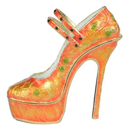 High-heeled Shoe Trinket Box Jewelry Box Hand Painted Decorative Box with Hinged Lid Ring Earring Holder Table Figurine Collectible - color: High-heeled Shoe