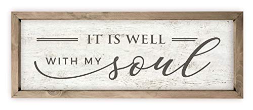 It Is Well With My Soul Wood Rustic Style Wall Décor Sign With Frame 12x36 - color: Frame Included, size: 12x36