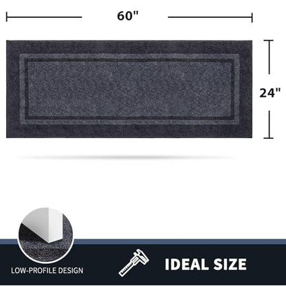 PURRUGS Hallway Runner Rug, 24" x 60", Bluish Grey & Charcoal - color: Bluish Grey & Charcoal, size: 24" X 60"