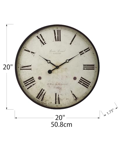 Large Farmhouse Wall Clock,20 inch Rustic Roman Numeral Big Wall Clock for Living Room, Kitchen, Living Room, Bedroom,Battery Operated, Dark White - color: Dark White 20"