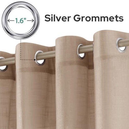 HOMEIDEAS Beige Linen Textured Sheer Curtains, 52 X 108 Inch,2 Panels - color: Beige/Taupe, size: 52"W x 108"L (Pack of 2)