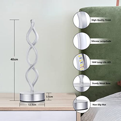 NUÜR Silver Table Lamps Set of 2, 15.8 Inch LED Bedside Lamps - color: Silver 2 Pack