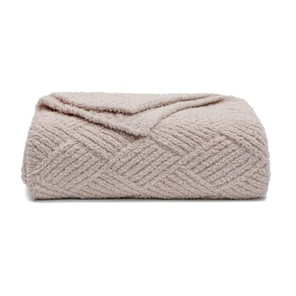 Premium Minky Throw Blanket, Soft Plush Lightweight Cozy Touch - color: Argyle Knit Beige, size: Throw(50″x60″)