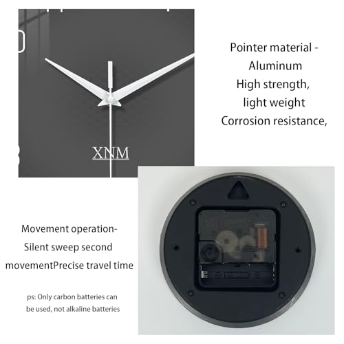 XNM Glass Modren Simple Wall Clock Battery Operated 14 Inch - color: Gray, size: 14 Inch