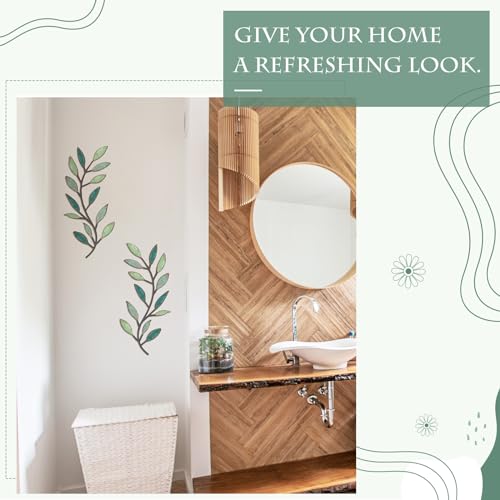 Zhengmy 2 Pcs Metal Leaf Wall Art Vine Branch Decor,Gradient Green - color: Gradient Green