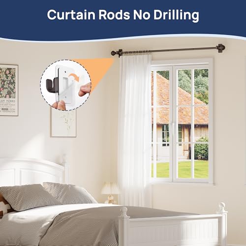 ENJOYBASICS Curtain Rods No Drilling for Renter, 28-60" Adjustable, Bronze - color: Bronze, size: 27-65"