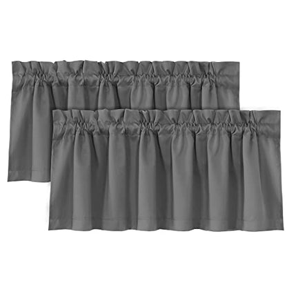 H.VERSAILTEX 100% Blackout Valances for Windows,Thermal Insulated Room Darkening Valance Rod Pocket Short Window Valances for Living Room Bathroom 52 Inch by 18 Inch 2 Pack Gray - color: Grey
