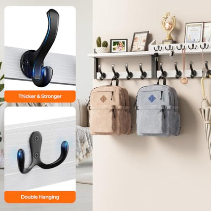 Evermagin 35" Coat Rack Wall Mount with Shelf for Entryway, White - color: White, size: 35 inch