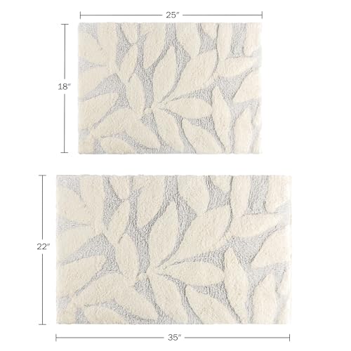Lavish Home Bathroom Rug Set, Gray, 2-Piece-Set, 35”x22”/25”x18” - color: Grey