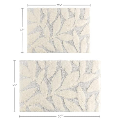 Lavish Home Bathroom Rug Set, Gray, 2-Piece-Set, 35”x22”/25”x18” - color: Grey