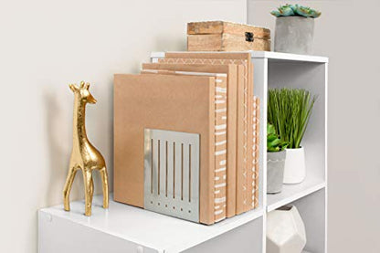 Spectrum Heavy Bookends for Book Shelves Cookbooks Vinyl Records, No Skid Heavy Duty Metal Decorative Book Stopper Sturdy Steel Holder for Home Office Large Bookends for Heavy Books, Pewter Gray