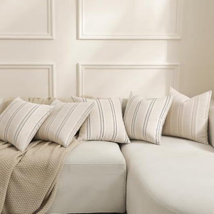 Hckot Black Striped Throw Pillow Covers 16x16 Set of 2 Accent Pillow Cover - color: Black, size: 16" x 16" (Pack of 2)
